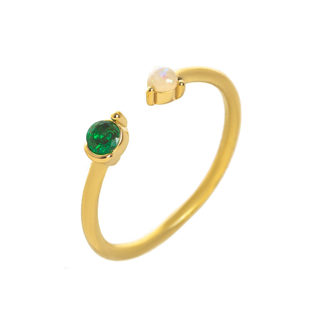 Natural Opal Zircon December Birthstone Ring