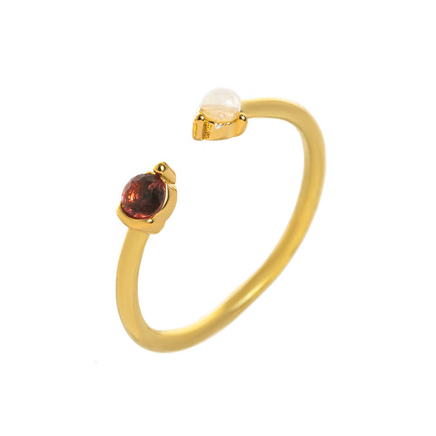 Natural Opal Zircon December Birthstone Ring