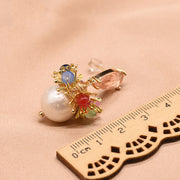 GLSEEVO Natural  Water White Pearl  Drop Earring 925 Sterling Silver For Women Girls Pendant Colorful  Fine Jewelry GE0818