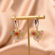 GLSEEVO Natural  Water White Pearl  Drop Earring 925 Sterling Silver For Women Girls Pendant Colorful  Fine Jewelry GE0818