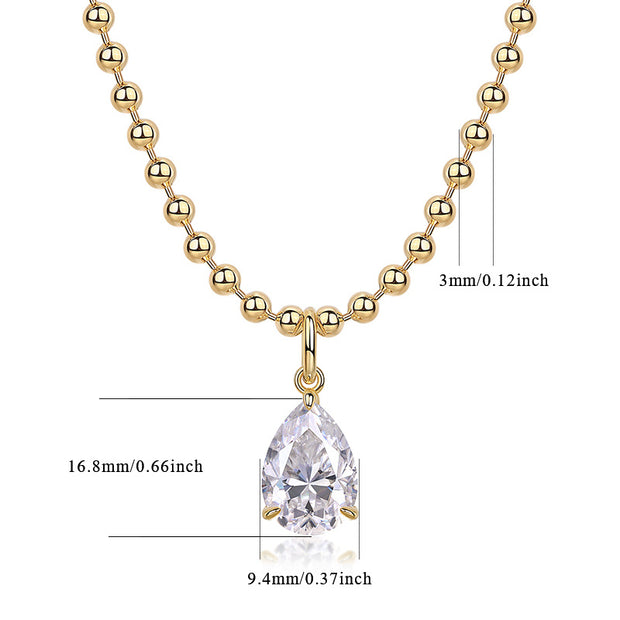 Wish Light - A Fashionable And Trendy Diamond Jewelry Necklace Pendant Set With Pear-shaped Moissanite S925 Sterling Silver And Gold Plating