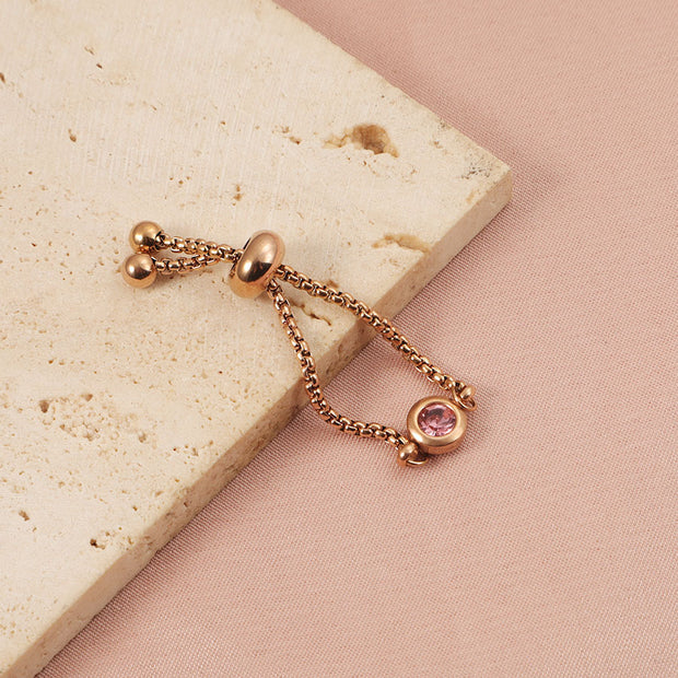 Stainless Steel Adjustable Birthstone Ring Fashion