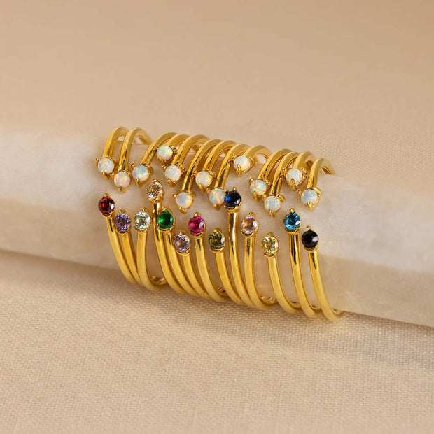 Natural Opal Zircon December Birthstone Ring