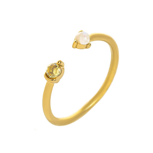 Natural Opal Zircon December Birthstone Ring