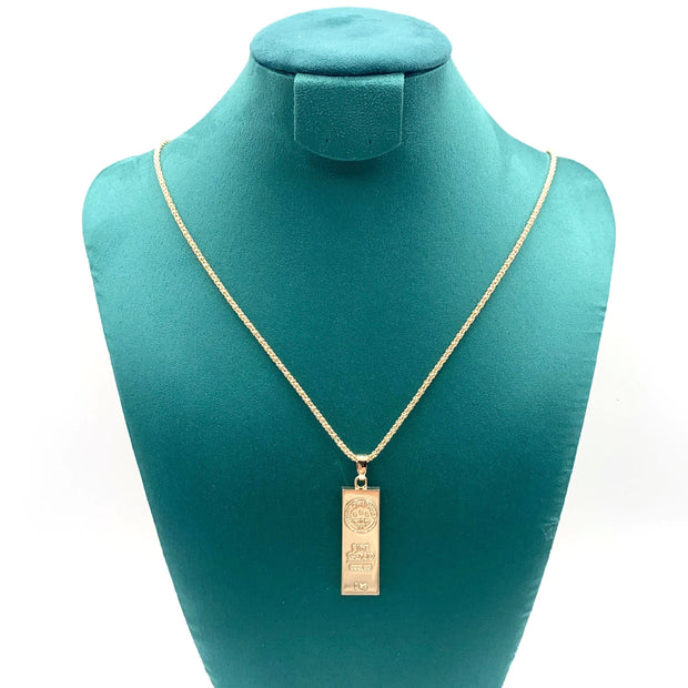 Gold Bar Necklace Male And Female Personality Hip Hop Pendant