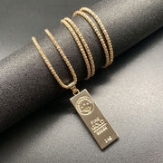 Gold Bar Necklace Male And Female Personality Hip Hop Pendant