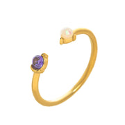 Natural Opal Zircon December Birthstone Ring