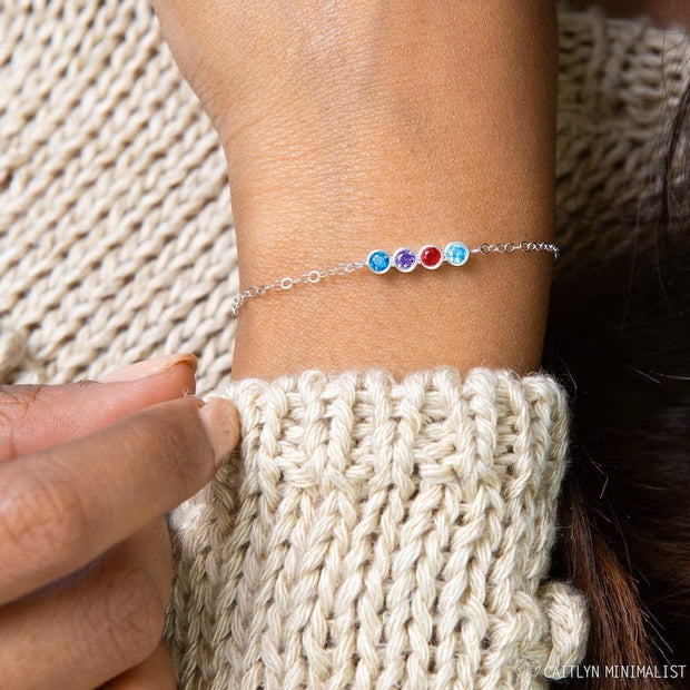 DIY Round Rainbow Zircon Birthstone Bracelet