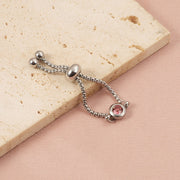 Stainless Steel Adjustable Birthstone Ring Fashion