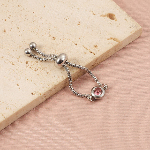 Stainless Steel Adjustable Birthstone Ring Fashion