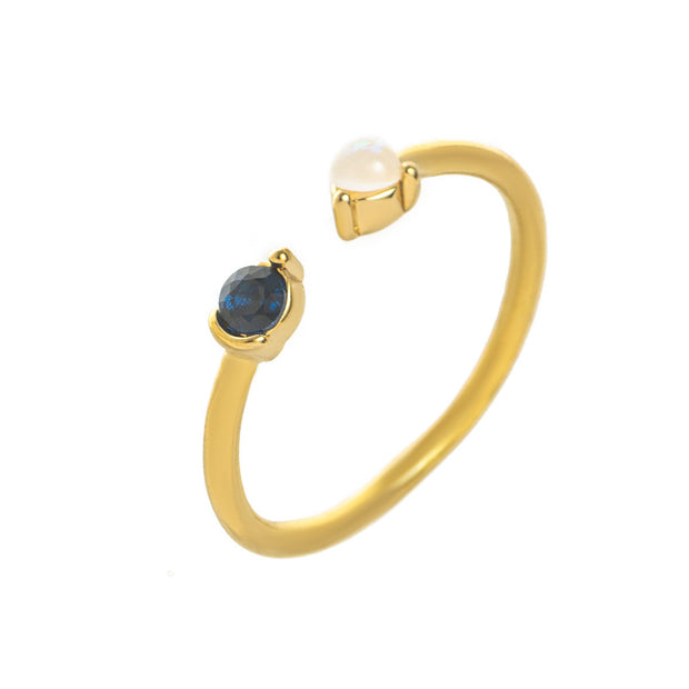 Natural Opal Zircon December Birthstone Ring