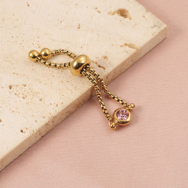 Stainless Steel Adjustable Birthstone Ring Fashion