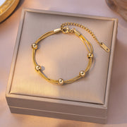 European And American Multi-layered Minimalist Round Beads Titanium Steel Bracelet