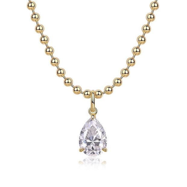 Wish Light - A Fashionable And Trendy Diamond Jewelry Necklace Pendant Set With Pear-shaped Moissanite S925 Sterling Silver And Gold Plating