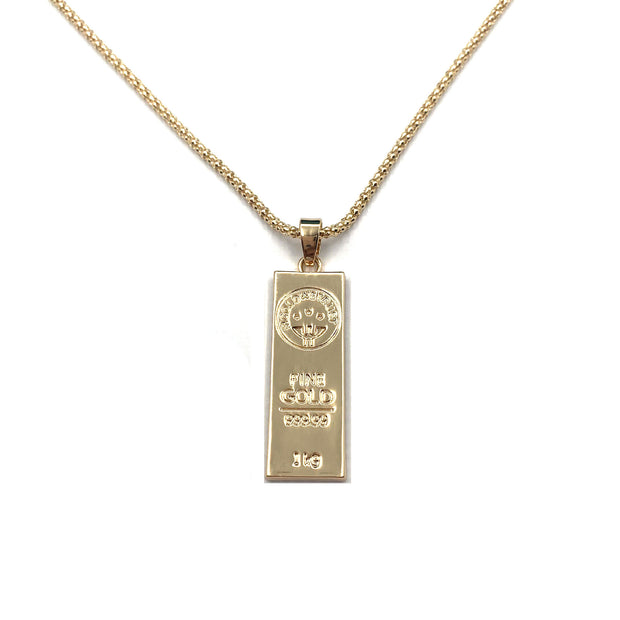 Gold Bar Necklace Male And Female Personality Hip Hop Pendant