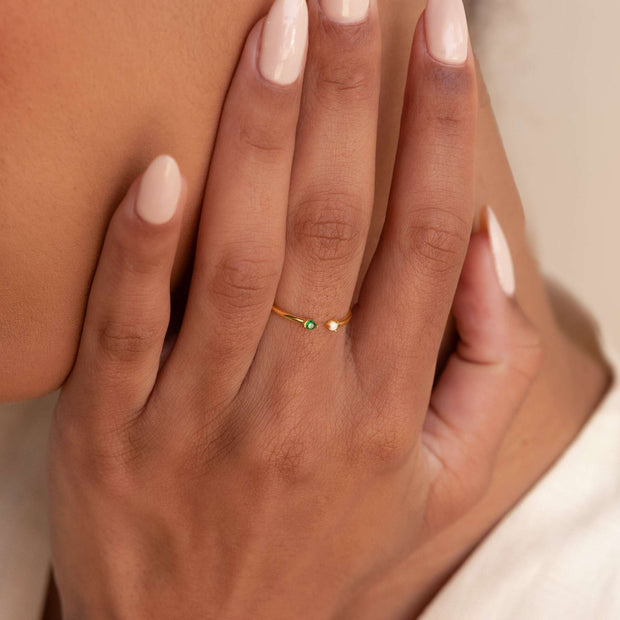 Natural Opal Zircon December Birthstone Ring