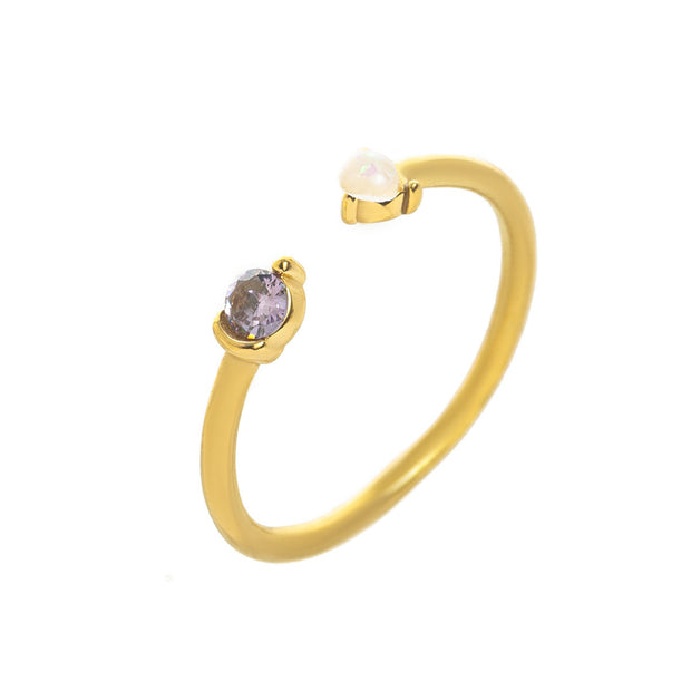 Natural Opal Zircon December Birthstone Ring