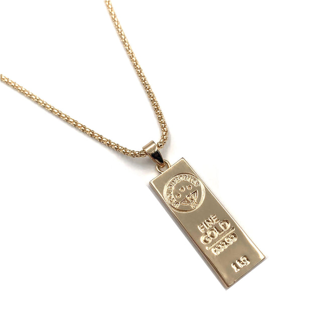 Gold Bar Necklace Male And Female Personality Hip Hop Pendant