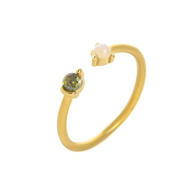 Natural Opal Zircon December Birthstone Ring